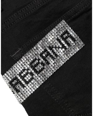 Dolce & Gabbana Grace Rhinestone Highwaist Denim Jeans Cotton Elastane Clothing - Black