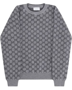 Gucci Wool Jumper For Girl Ovis Aries - Grey