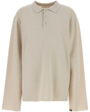 Extreme Cashmere Sand Stretch Cashmere Blend Alligator Polo Shirt - Natural