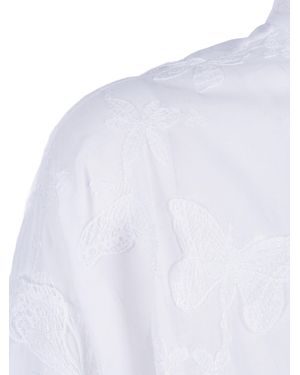 MAZZARELLI CAMICIE Silk Mod. Terry Polyester Cotton Shirt - White