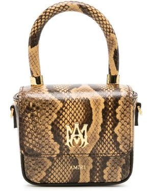 Amiri Nano Ma Snakeskin-Effect Logo-Plaque Mini Bag - Metallic