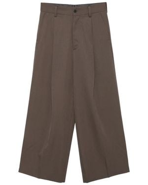 Ssstein Pleated Wide-Leg Trousers - Brown