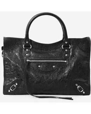 Balenciaga Leather Le City Medium Top Handle Bag - Black