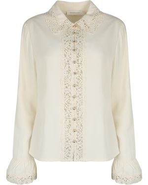 Zimmermann Silk Blouse With Lace Edges - White