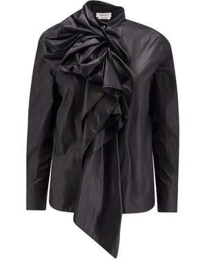 McQueen Cotton Bow Shirt - Black
