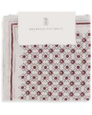 Brunello Cucinelli Silk Pochette With Geometric Pattern Scarf - White