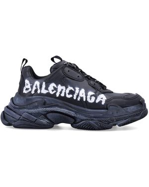 Balenciaga Triple S Paint Logo Trainers - Blue