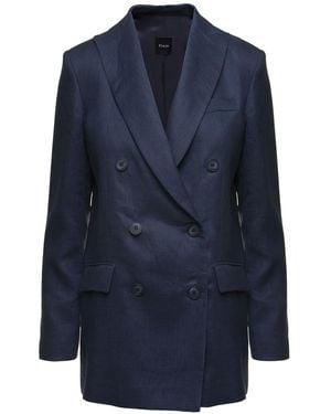 Le Plain Double-Breasted Blazer - Blue