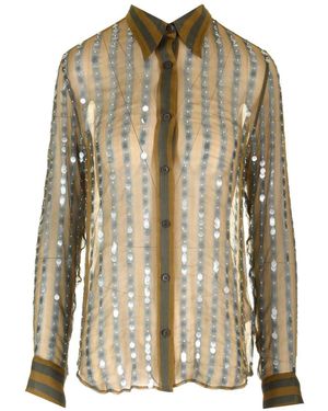 Dries Van Noten Sequin-Embellished Button-Up Shirt - Brown