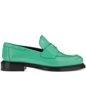 Ferragamo Penny Strap Leather Loafers - Green