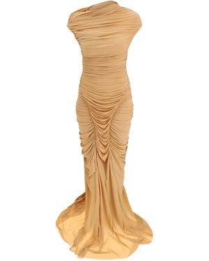 Francesco Murano Draped Long Dress Polyester - Metallic