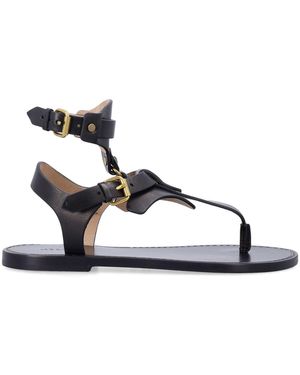 Isabel Marant Eveen Flat Leather Thong Sandals - Metallic