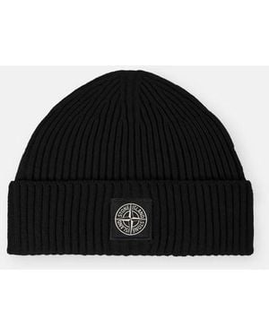 Stone Island Stone Island L2S15N100002S00C3V00 Ribbed Knit Beanie - Black