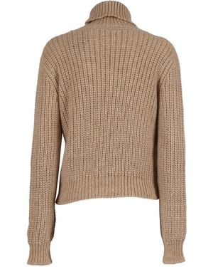 Fay Long Sleeve High Neck Sweater Turtleneck - Natural