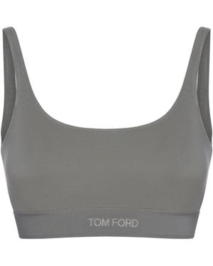 Tom Ford Top Scoop Neck Modal Tops - Gray