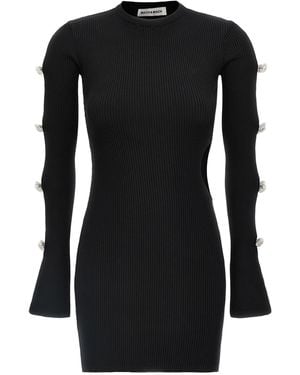 Mach & Mach Mach & Mach 'Cut-Out Crystal Bow' Dress - Black