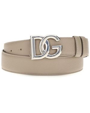 Dolce & Gabbana Beige Calf Leather Bos Taurus Regular Belt - Natural