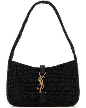 Saint Laurent Raffia Mini Le 5 Ã 7 Handbag - Black