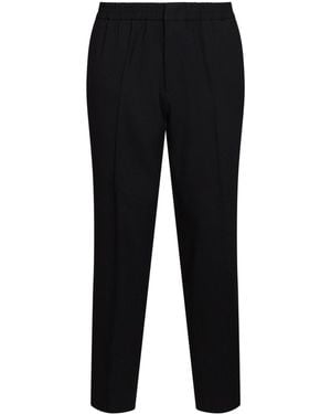 Ami Paris Wool Serge Trousers With Elasticated Waistband - Black