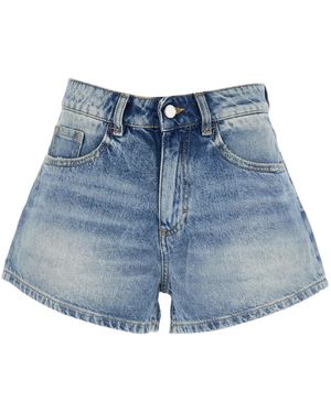 ICON DENIM Shorts With Wide Leg And Logo Patch On The Back - Blue