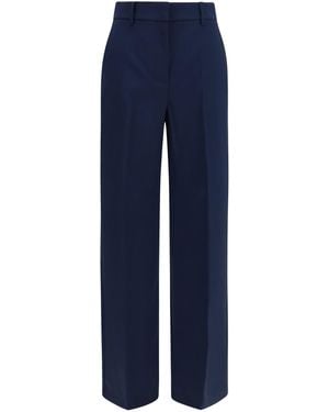 Weekend by Maxmara Stretch Wool Palazzo Pants Fleece Ovis Aries Knitwear - Blue