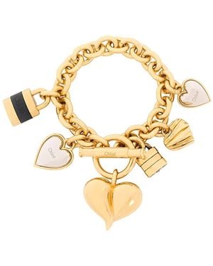Chloé Bracelet With Padlock And Heart Pendants, -Tone Brass Bracelets - Metallic
