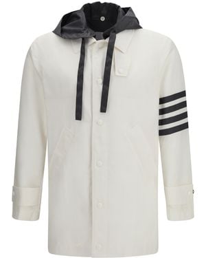 Thom Browne Unconstructed Hooded Bal Collar Polyamide; Polyester Sweatshirts - White