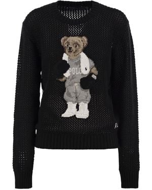 Polo Ralph Lauren Bear Cotton Crew-Neck Polo Shirt - Black