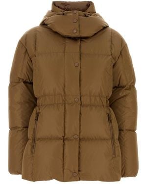 Moncler Biscuit Nylon Agneux Down Jacket - Brown