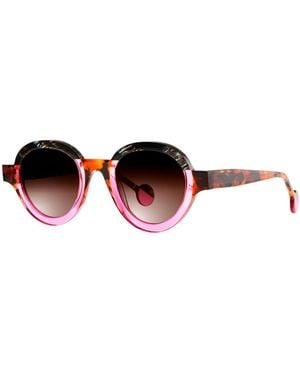 Theo Eyewear Futurisme 8 Dalmatiant- Transparent Acetate Occhiali Da Sole - Red
