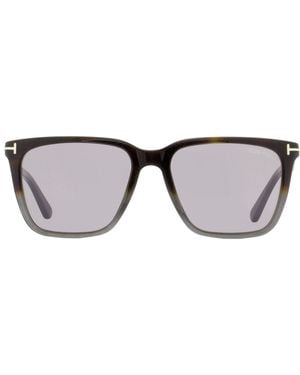 Tom Ford Rectangular Sunglasses Tf862 Garrett 56C Havana--Gunmetal 56Mm Ft0862 Plastic (Acetate)/Metal - Black