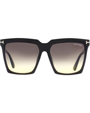 Tom Ford Square Sunglasses Tf764 Sabrina-02 01B 58Mm Ft0764 Plastic (Acetate) - Black
