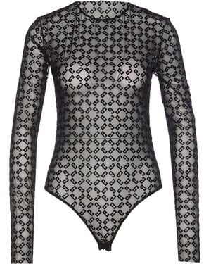 Givenchy Shiny 72 Monogram Tulle Bodysuit - Black