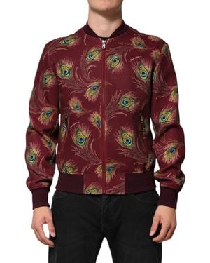 Dolce & Gabbana Stunning Peacock Print Full Zip Jacket - Red