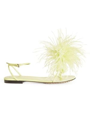Bottega Veneta Feather-Embellished Sandals - Yellow