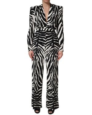 Dolce & Gabbana Viscose Zebra Pattern Jumpsuit Elastane - Black