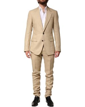 Dolce & Gabbana Linen Single Breasted 2 Piece Suit - Natural