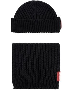 DSquared² Set: Hat And Scarf - Black