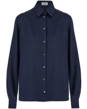 Ferragamo Satin Button-Up Shirt - Blue
