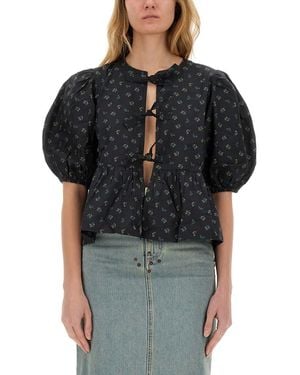 Ganni Poplin Blouse - Black