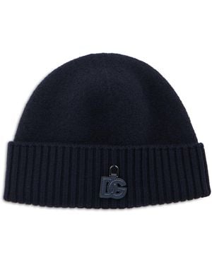 Dolce & Gabbana Knit Cap Virgin Wool Hat - Blue
