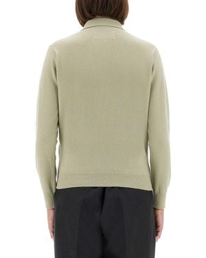 Maison Margiela Relaxed-Fit Virgin Wool Polo With Classic Collar - Green