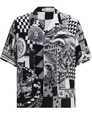 Versace Printed Silk Twill Shirt - Black