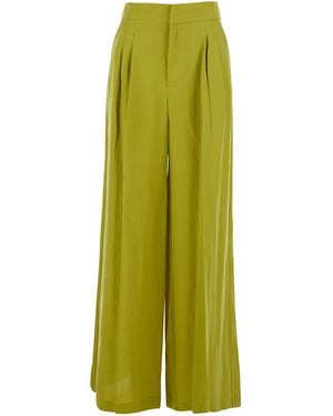 Twinset Wide Leg Pants With High Waist - Green