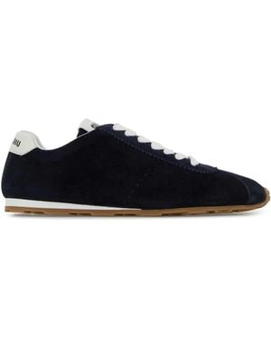 Miu Miu Navy Blue Suede Plume Trainers - Black