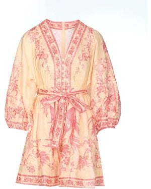 Zimmermann Lucky Plunge Mini Dress - Pink