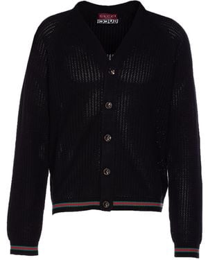 Gucci Web Cardigan - Black
