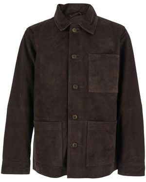 Sebago Suede Jacket With Leather Front Closure For - Black