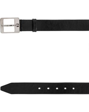 Fendi Ff Monogram Buckle Leather Belt - Black