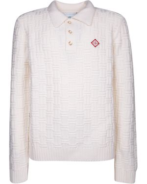 CASABLANCA Merino Wool Polo Shirt - White